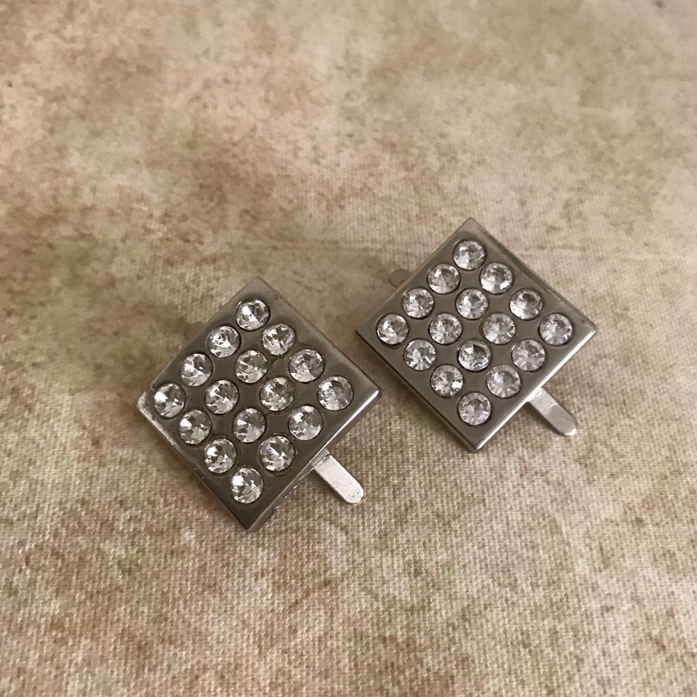 Vintage Metal & Crystal Shoe Clips - Picture 2 of 5